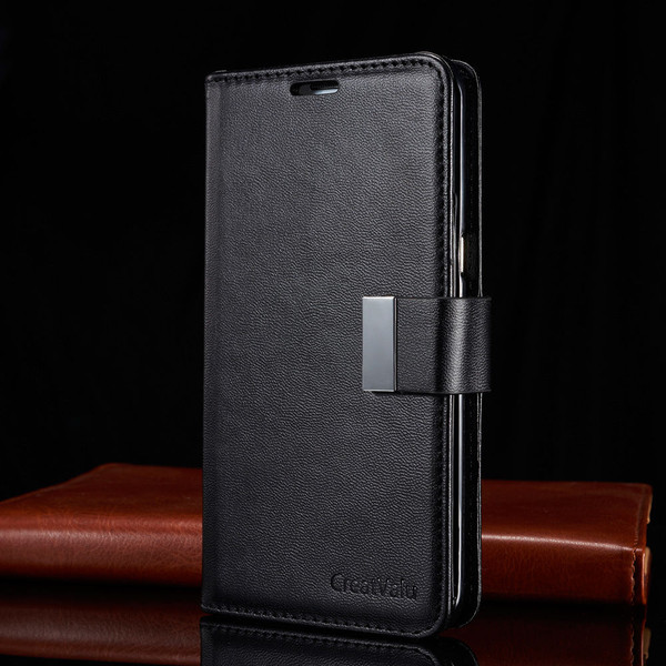 Black Samsung Galaxy S6 Edge  Luxury Magnetic Flip Cover Stand Wallet Leather Case