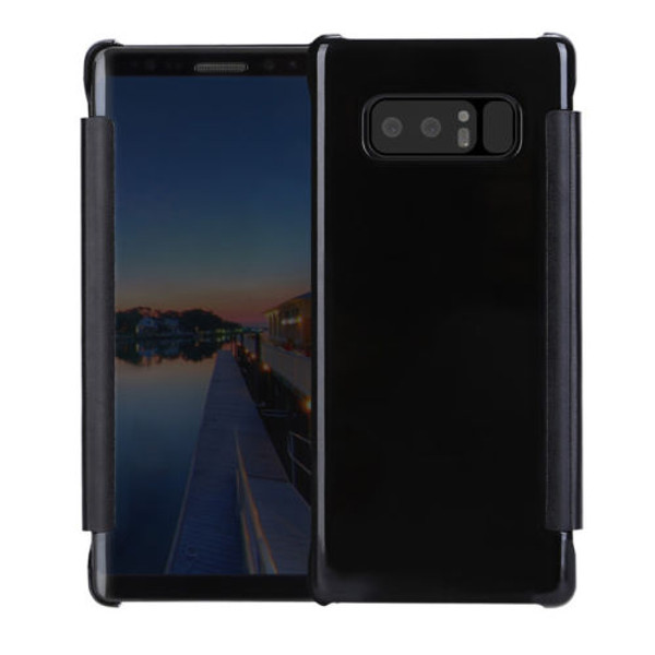 Samsung Galaxy J3 Mirror Smart View Clear Flip Case Cover - Black