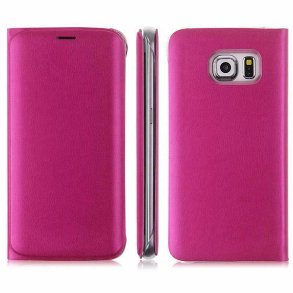 Samsung Galaxy S6 Edge Leather Wallet Card Holder Cover - Pink