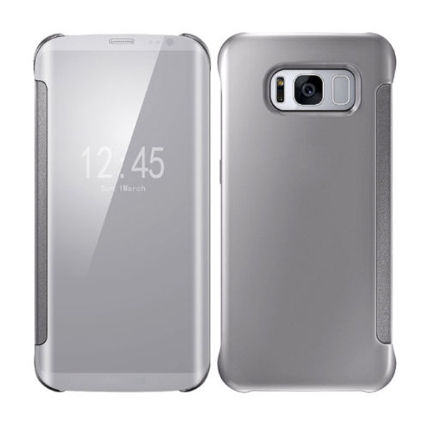 Samsung Galaxy S6 Edge Mirror Smart View Clear Flip Phone Case Cover - Silver