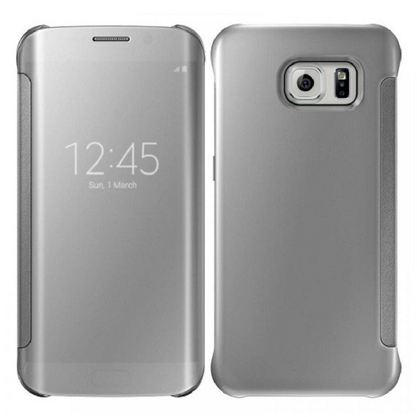Samsung Galaxy S6 Edge Plus Mirror Smart View Clear Flip Cover - Silver