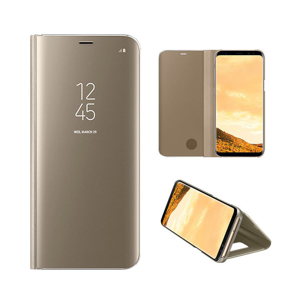 Samsung Galaxy S7 Mirror Stand Case Cover Gold Samsung Galaxy S7 Mirror Stand Case Cover Gold