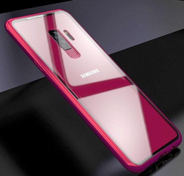 Samsung Galaxy S8  Red Magnetic Adsorption Metal Bumper Glass Case