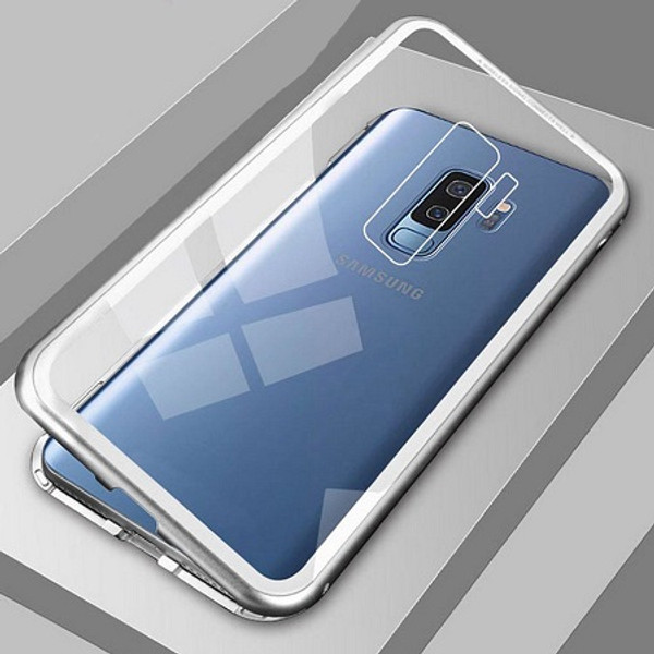 Samsung Galaxy S8 Plus Silver Magnetic Adsorption Metal Bumper Glass Case Samsung Galaxy S8 Plus Silver Magnetic Adsorption Metal Bumper Glass Case