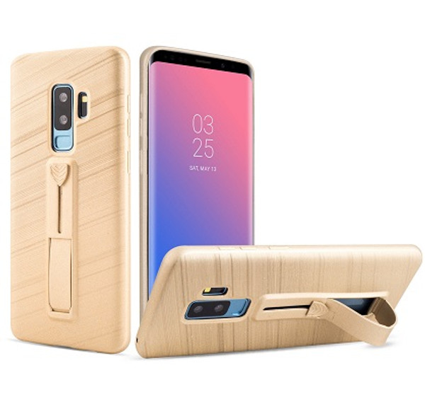 Samsung Galaxy S9 Gold Ultra thin  with Finger Holder/Kick Stand Case