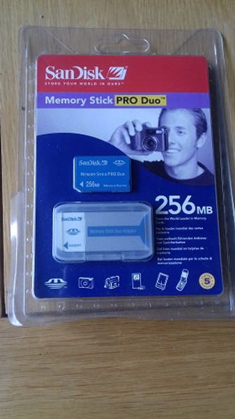 Sandisk 256MB Pro Duo Memory Card Stick and Adapter