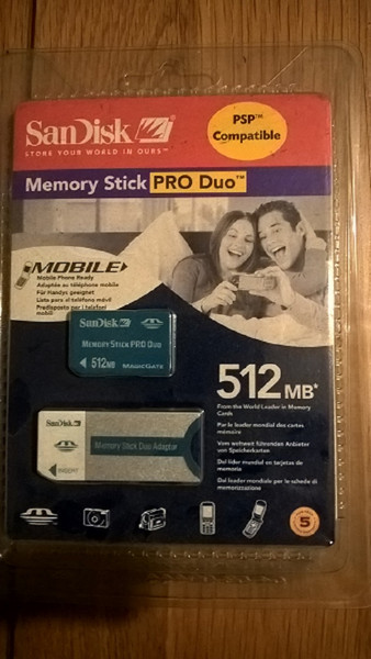 Sandisk 512MB Pro Duo Memory Card Stick and Adapter Sandisk 512MB Pro Duo Memory Card Stick and Adapter