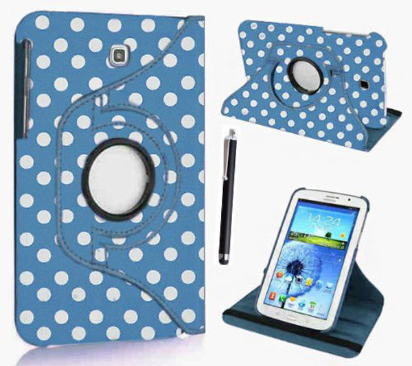 Sky Blue and White Polka Samsung Galaxy Tab PRO 8.4" SM-T320/T325 360 Rotating Leather Case Sky Blue and White Polka Samsung Galaxy Tab PRO 8.4" SM-T320/T325 360 Rotating Leather Case