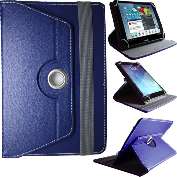 Universal PU Blue Leather Stand Folio 360 Case For Nook HD 7inch