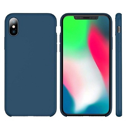 Apple I Phone X  Rubber Matte Shockproof  Liquid Silicon Ocean Blue Case