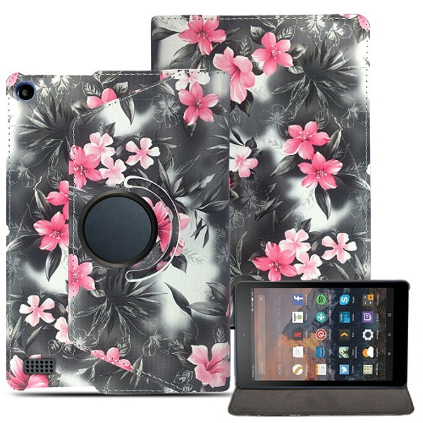 Apple ipad 2/3/4  Pink Flower on Grey  Magnetic Smart Leather Case