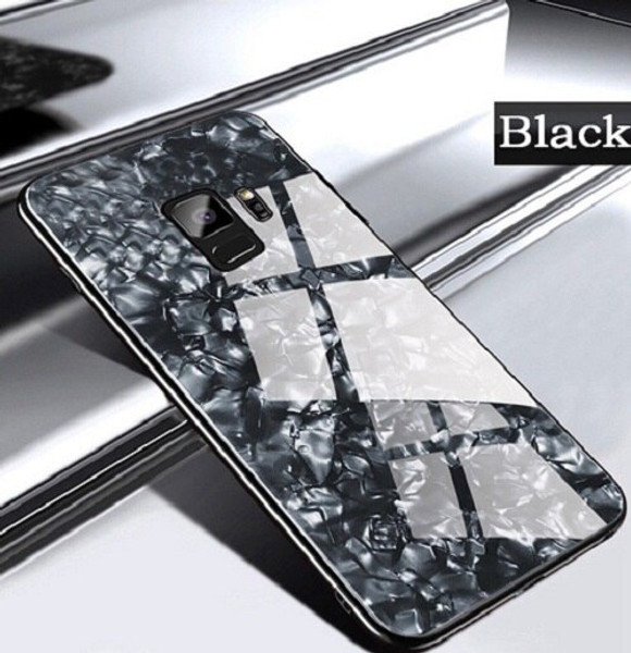 Samsung Galaxy S10 Black Magnetic Absorption Marble Glass Case