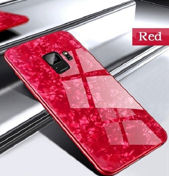 Samsung Galaxy S10 Red Magnetic Absorption Marble Glass Case