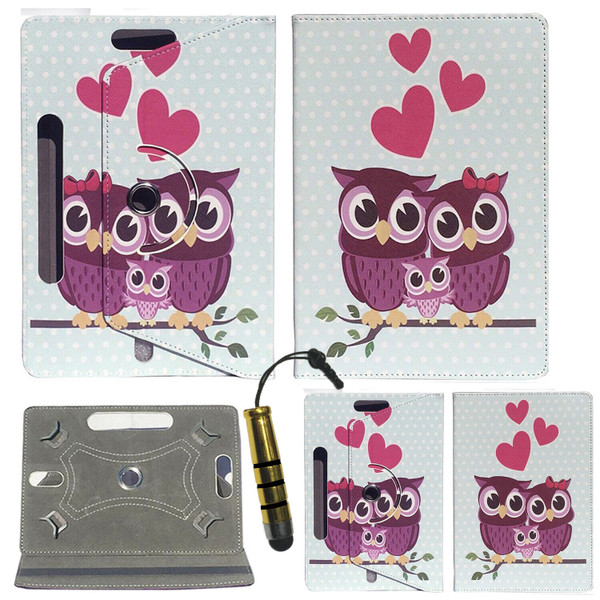 Amazon kindle Fire HD 8 (2018) family Owl Smart Leather Rotating Stand Cover