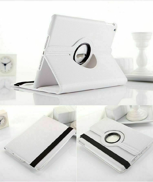 White PU Leather 360 Rotating Case for iPad Air / iPad 5