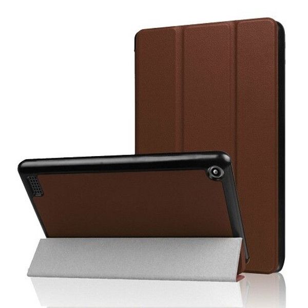 Amazon Kindle Fire HD 8(2018) Gen Brown Magnetic Slim Leather Smart Case