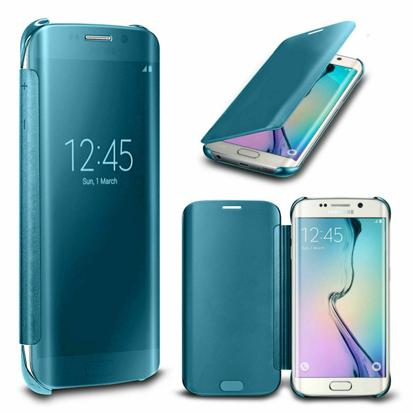 Samsung Galaxy S7 Mirror Wallet Case Cover Light Blue