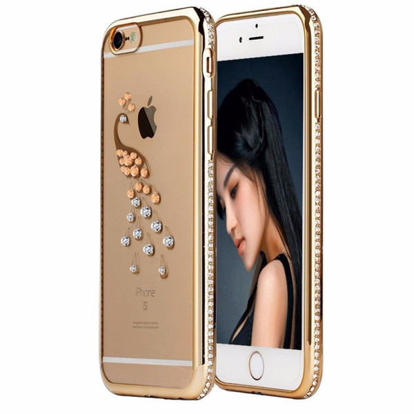 Apple iPhone 6s Gold Swan Electoplated Diamond Gel Blng Case