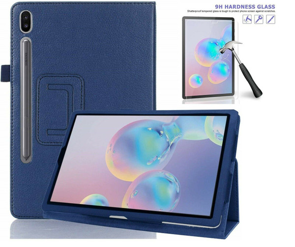 Tab S6 T860 T865 10.5 Slim Folding Blue Case with Glass Protector