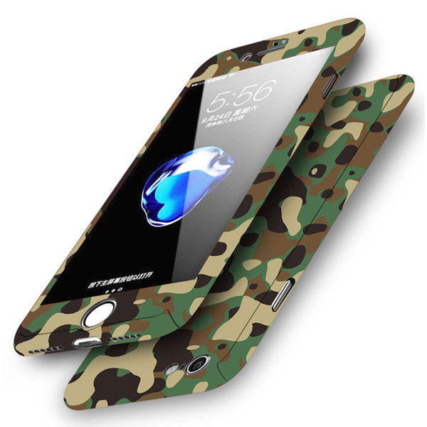 Apple iPhone 8 Plus Army Camouflage  Shockproof Hard Case With Tempered Glass