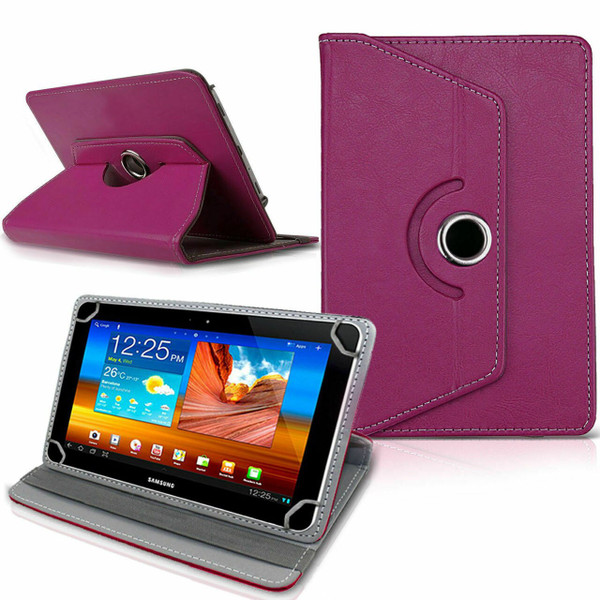 Amazon Kindle Fire HD 7 5th Gen 2015  Purple Rotating Stand Wallet Leather Case