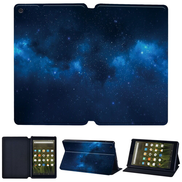 Amazon Kindle Fire HD 7 5th Gen 2015  Blue star in space Magnetic Smart Leather Stand Case