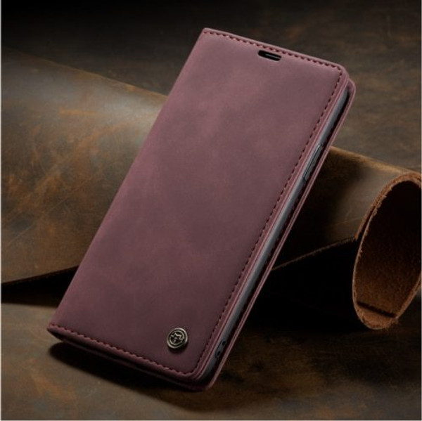 Apple iPhone  12 Wine Red   Luxury Caseme Leather Flip Wallet Stand Cover