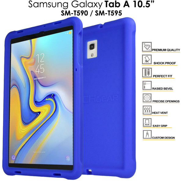 Blue Rugged Soft Silicone Kids Shock Bumper Case for Samsung Galaxy Tab A 10.5 T590