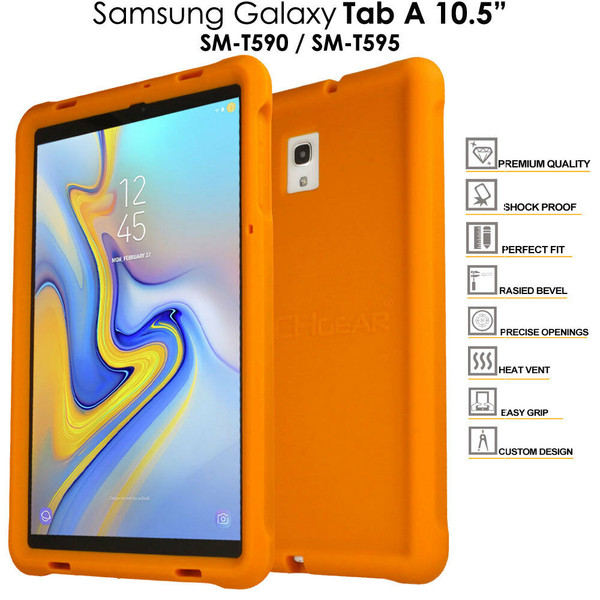 Orange Rugged Soft Silicone Kids Shock Bumper Case for Samsung Galaxy Tab A 10.5 T590