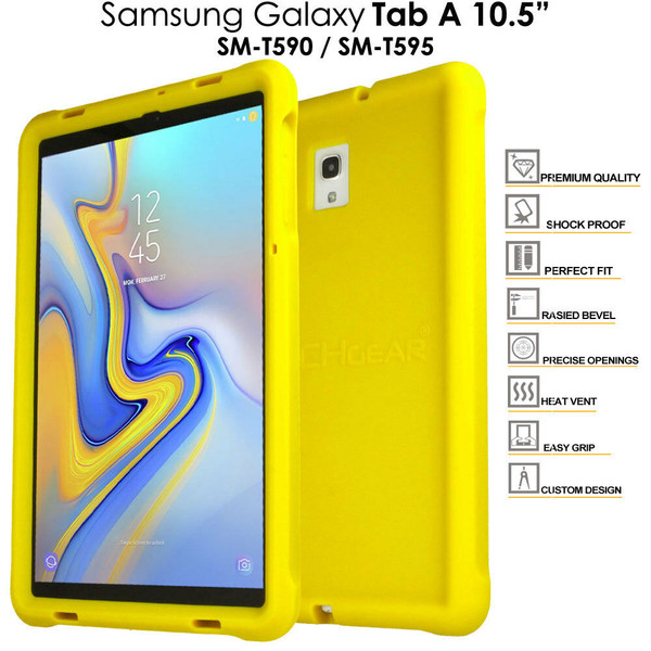 Yellow Rugged Soft Silicone Kids Shock Bumper Case for Samsung Galaxy Tab A 10.5 T590
