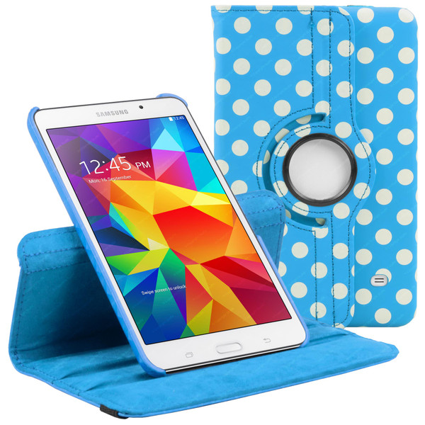 Baby Blue & White Polka Dot PU Leather 360 Rotating Case for Samsung Galaxy Tab 4 Nook 7.0 (T230)