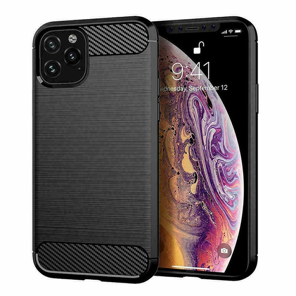 Carbon Fiber Silicone Gel Rugged Cover for Apple iPhone  12 Pro Max