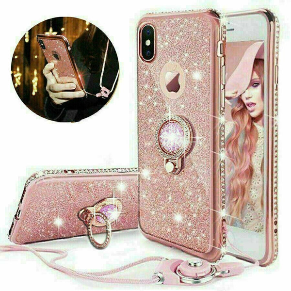 Rose gold Glitter Case Ring Stand Holder Phone for Samsung Galaxy S9