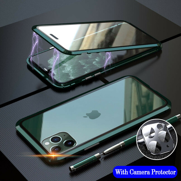 Green 360 Full Body Front Back Glass For iPhone 11 Pro  Magnetic Case Camera Glass