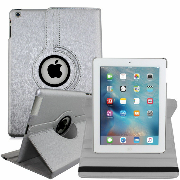 Apple iPad Mini 1 2 3 silver PU Leather 360 Rotating Case