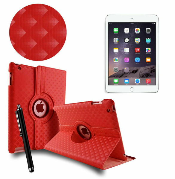 Red 3D Diamond PU Leather 360 Rotating Smart Case Apple iPad MINI 123