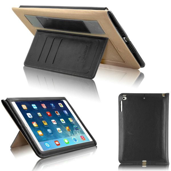 Black magnetic Handstrap Smart Flip Cover Stand Wallet Leather Case For iPad 9.7 2017 2018