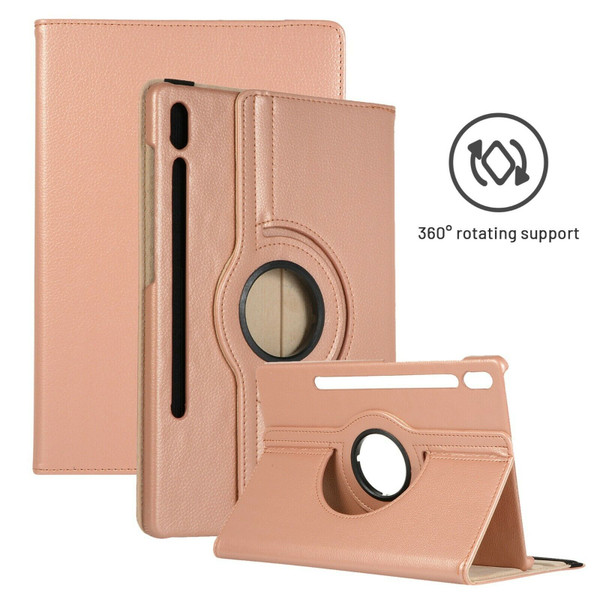Samsung Galaxy Tab S7 Plus 12.4 T970/T975 Leather 360 Rotating Stand rose gold Case Cover