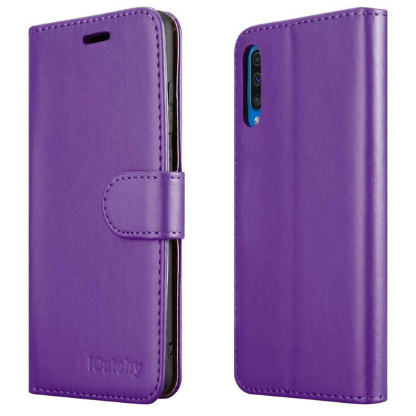 For Samsung Galaxy A50  purple Phone Case Leather Wallet Cover