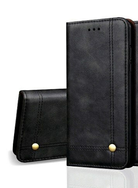 Vintage Real Leather  black Wallet Flip Case For iphone se 2020