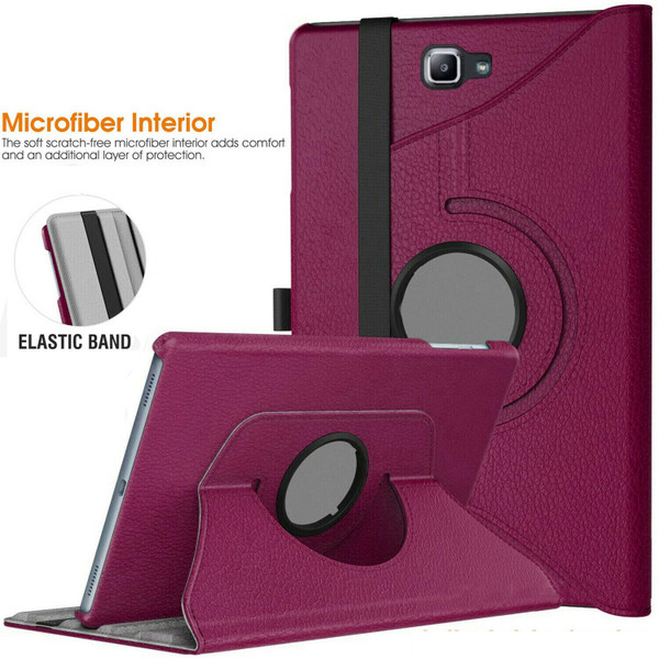 Purple 360 Rotation Leather Case Stand Cover For Samsung Galaxy Tab E 9.6" SM-T560 T565