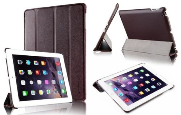 Brown Slim Tri-Fold PU Leather Case for iPad 2/3/4