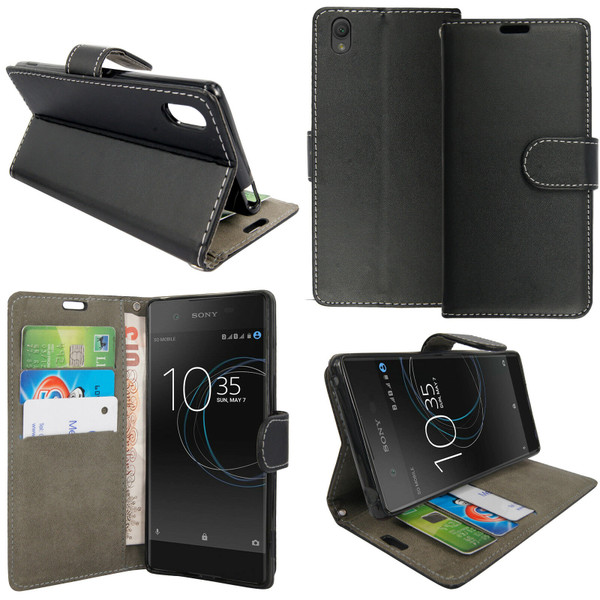 Black Sony Xperia X 2019 Leather Wallet Book Flip Side Open Case Cover