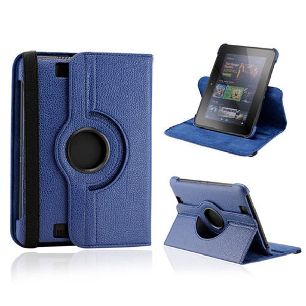 Blue 360 Degree Rotating Leather Case Smart Cover Stand for Kindle FIRE HD 8.9" 2012