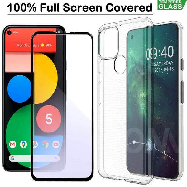 For Google Pixel 4a silicon back case with tempered glass screen protector