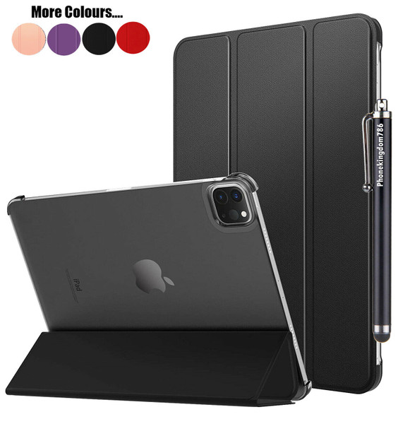 Black Leather Slim Smart Stand Case For Apple iPad Pro 12.9  2021 Book Cover