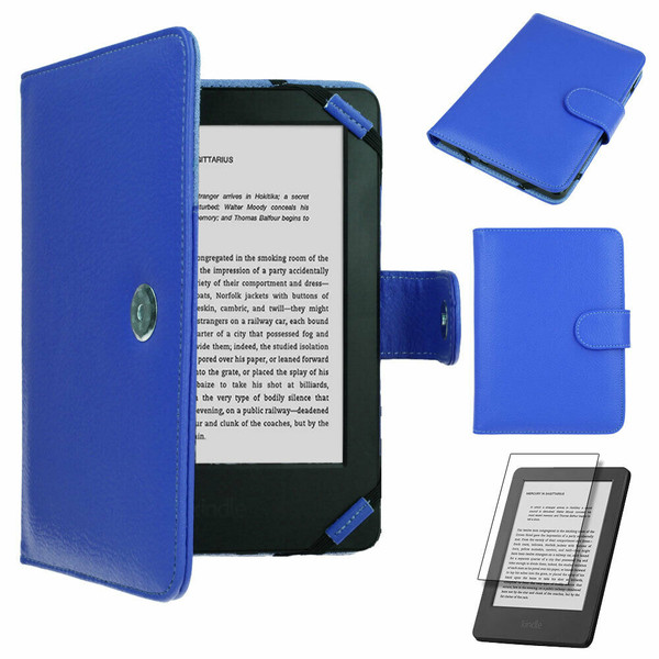 Blue For Amazon Kindle paper white 2019 Touchscreen Slim Leather Protective Flip Case Cover