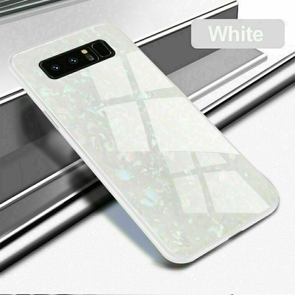 Samsung Galaxy S8 White Magnetic Absorption Marble Glass Case