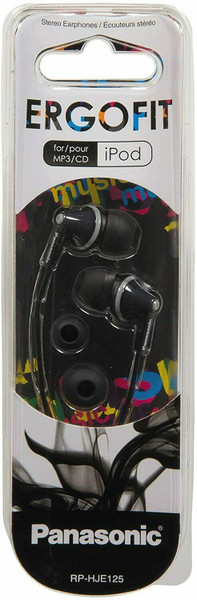 Panasonic RP-HJE125E-K BLACK Ergofit Earphone for iPod iPhone MP3 CD