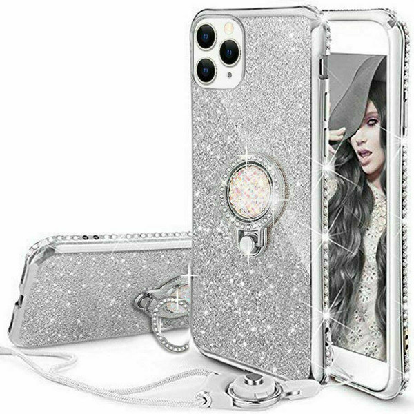 Silver Glitter  Ring Stand Holder Phone Cover for Samsung galaxy A51